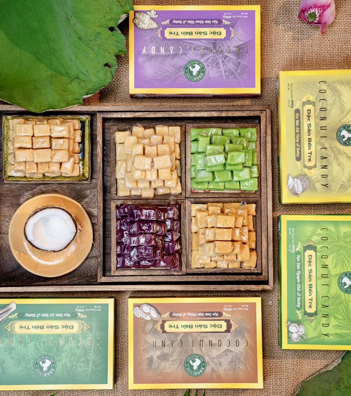 COMBO 5 hộp kẹo dừa truyền thống 5 vị